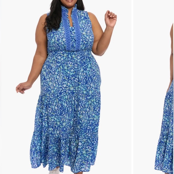 London Times Ruffle
Tiered Maxi Dress (Plus)
NAVY/ BLUE, Size 20W - Picture 1 of 7